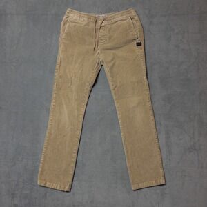 Billabong Corduroy Pants Mens Small Tan Drawstring Elastic Waist Straight Leg